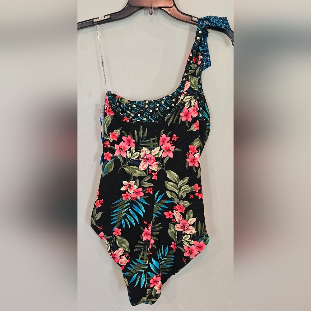 NWT SkinnyDippers Miraclesuit Reversible Swimsuit: Black Multi: Size- Medium - Picture 3 of 9